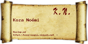 Koza Noémi névjegykártya