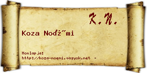 Koza Noémi névjegykártya
